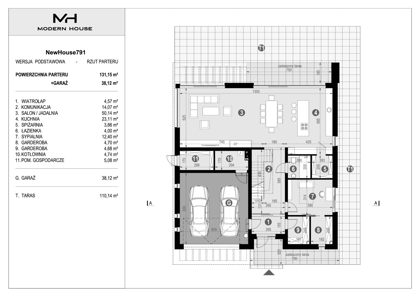Rzut parteru projekt gotowy Newhouse 791