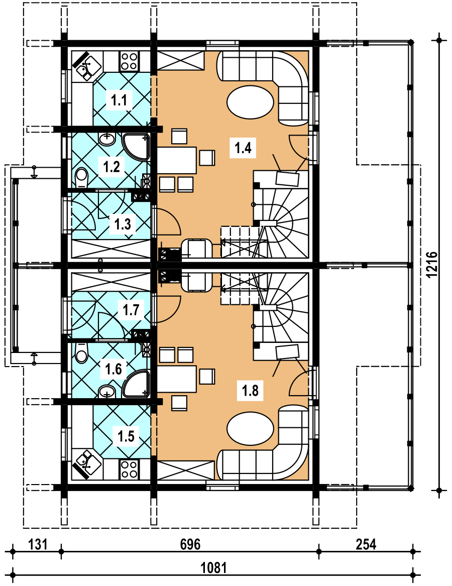 Rzut PARTERU w projekcie domu ABL 136 DOM RUBINOWA