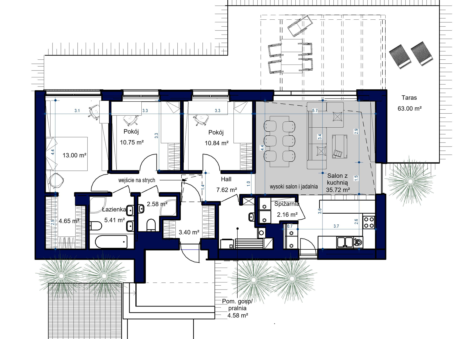 Projekt parterowy Domidea 12 w6