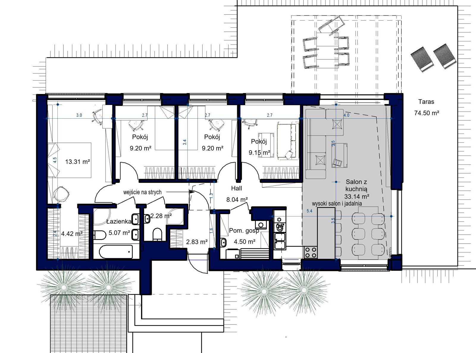 Projekt parterowy Domidea 12 w2
