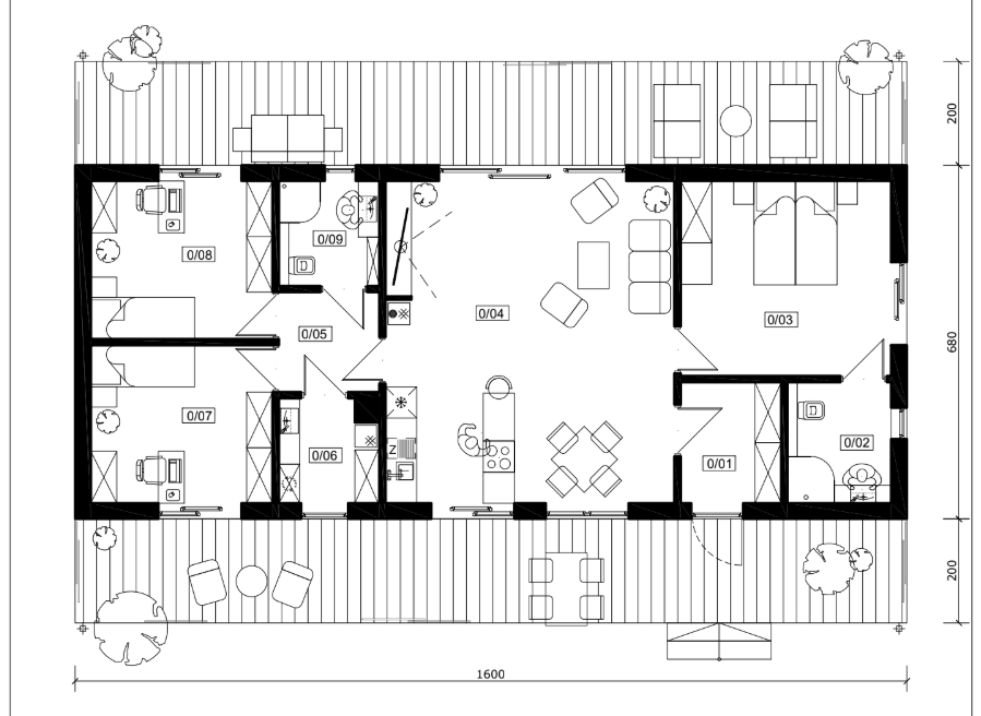 Rzut parteru Jutrzenka XL szkielet drewniany