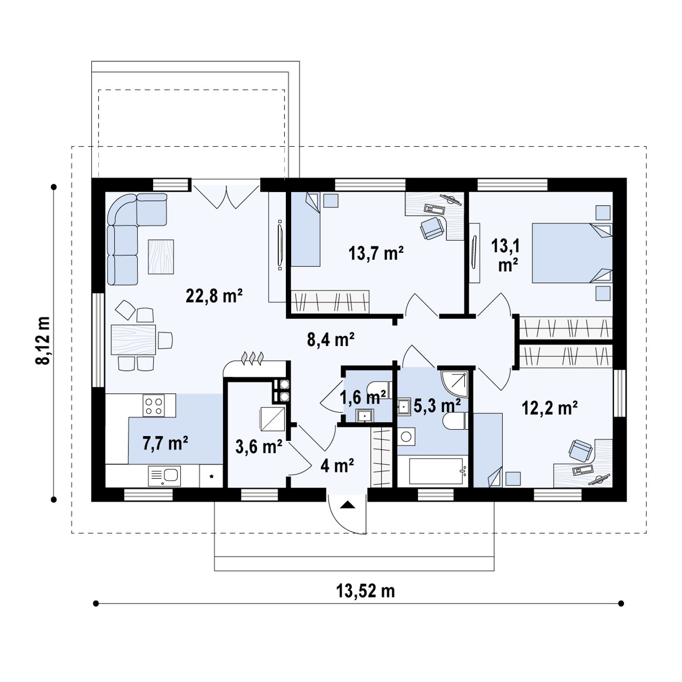 Rzut parteru w projekcie Z241 D